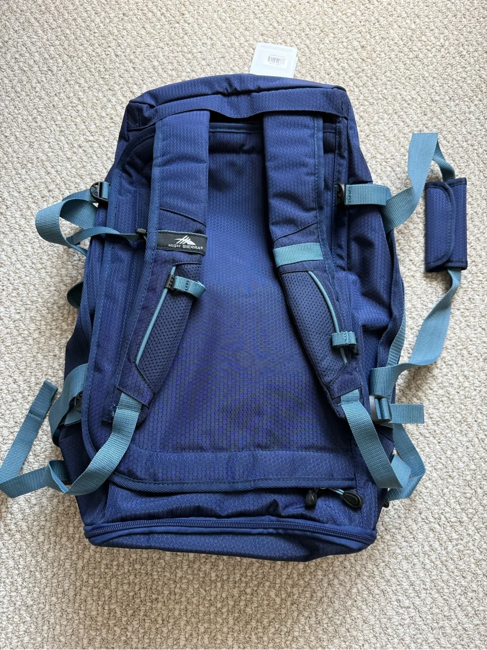 High Sierra Navy and Teal Backpack Duffle Bag Fairlead 64L
